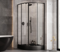 SET Duschkabine Zarya + Duschwanne Duschtasse Brausewanne Alex 90x90 Dusche schwarz black Stein Effekt (id: 1768)