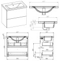 Badmöbel Set Waschbecken + Unterschrank 60 cm Frame Waschtisch Griff: silbern weiß gold schwarz