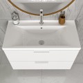 Badmöbel Set Waschbecken + Unterschrank 60 cm Frame Waschtisch Griff: silbern weiß gold schwarz