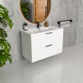 Badmöbel Set Waschbecken + Unterschrank 60 cm Frame Waschtisch Griff: silbern weiß gold schwarz