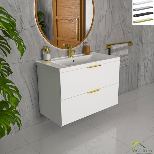 Badmöbel Set Waschbecken + Unterschrank 60 cm Frame Waschtisch Griff: silbern weiß gold schwarz