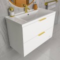 Badmöbel Set Waschbecken + Unterschrank 60 cm Frame Waschtisch Griff: silbern weiß gold schwarz