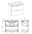 Badmöbel Set Waschbecken + Unterschrank 70 cm Frame Waschtisch Griff: silbern weiß gold schwarz