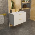 Badmöbel Set Waschbecken + Unterschrank 60 cm Frame Waschtisch Griff: silbern weiß gold schwarz