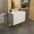 Badmöbel Set Waschbecken + Unterschrank 60 cm Frame Waschtisch Griff: silbern weiß gold schwarz