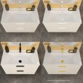Badmöbel Set Waschbecken + Unterschrank 60 cm Frame Waschtisch Griff: silbern weiß gold schwarz