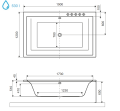 große Badewanne für Zwei 190x120 cm Crown Rechteck Duowanne Eckbadewanne