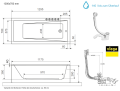 Badewanne Acrylwanne 130x70 cm Wave + Ablauf Viega (id: 1779)