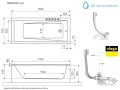 Badewanne Acrylwanne 160x70 cm Wave + Ablauf Viega (id: 1782)