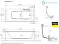 Badewanne Acrylwanne 160x80 cm Wave + Ablauf Viega (id: 1783)
