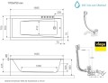 Badewanne Acrylwanne 170x75 cm Wave + Ablauf Viega (id: 1785)