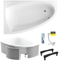 Badewanne Eckbadewanne 150x95 cm links Aquaria Acrylwanne + Ablauf Viega (id: 1787)