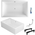 große Badewanne für Zwei 190x120 cm Crown Rechteck Duowanne Eckbadewanne (id: 1775)