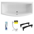 Vorwand Badewanne Acrylwanne 190x75 cm Kreo + Ablaufgarnitur (id: 1793)