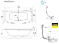 Vorwand Badewanne Acrylwanne 190x75 cm Kreo + Ablaufgarnitur (id: 1793)