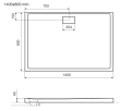 Duschwanne flache Duschtasse 140x80 x 4,5 cm Zero Duschplatte bodengleich + Siphon (id: 1798)
