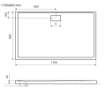 Duschwanne flache Duschtasse 170x80 x 4,5 cm Zero Duschplatte bodengleich + Siphon (id: 1803)