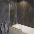 Badewannenabtrennung Schiebetür Duschabtrennung 2-Teile 150 x 100 cm Klarglas Easy Slide golden gold (id: 1827)