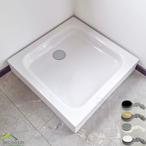 Duschwanne Duschtasse Brausewanne Tim 80x80 90x90 cm + Siphon verschiedene Farben: silbern weiß schwarz golden (id: 1828)
