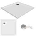Duschwanne flache Duschtasse 100 x 100 x 4,5 cm Lupo Viereck Duschplatte + Siphon (id: 1834)