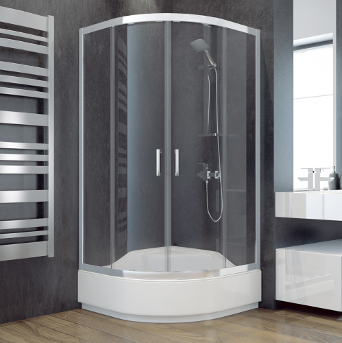 Duschkabine Dusche transparentes Glas 90x90 cm R55 165 cm Modern (id: 176)