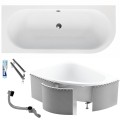 Badewanne Eckbadewanne Avita 150x75 cm links schwarze Schürze (id: 1839)