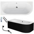 Badewanne Eckbadewanne Avita 150x75 cm links schwarze Schürze (id: 1839)