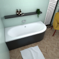 Badewanne Eckbadewanne Avita 150x75 cm links schwarze Schürze (id: 1839)