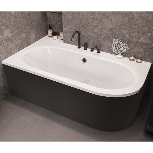 Badewanne Eckbadewanne Avita 170x75 cm links schwarze Schürze (id: 1841)