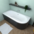 Badewanne Eckbadewanne Avita 170x75 cm links schwarze Schürze (id: 1841)