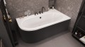 Badewanne Eckbadewanne Avita 150x75 cm rechts schwarze Schürze (id: 1843)