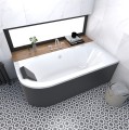 Badewanne Eckbadewanne Avita 150x75 cm rechts schwarze Schürze (id: 1843)