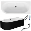 Badewanne Eckbadewanne Avita 160x75 cm rechts schwarze Schürze (id: 1844)