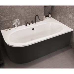 Badewanne Eckbadewanne Avita 180x80 cm rechts schwarze Schürze