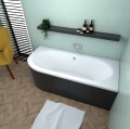 Badewanne Eckbadewanne Avita 180x80 cm rechts schwarze Schürze (id: 1846)