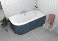 Badewanne Eckbadewanne Avita 180x80 cm rechts schwarze Schürze (id: 1846)