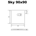 flache Duschwanne Duschtasse Sky 90 x 90 x 4 cm Brausewanne+ Siphon (id: 1847)