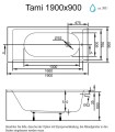 Badewanne Tami 190x90 cm Thermobadewanne ecoThermoPro Acrylwanne Rechteck (id: 1855)