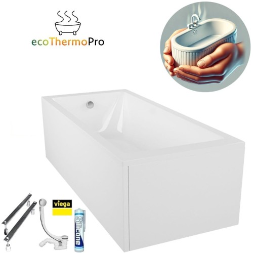 Badewanne Tami 180x80 cm Thermobadewanne ecoThermoPro Acrylwanne Rechteck (id: 1874)