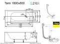 Badewanne Tami 180x80 cm Thermobadewanne ecoThermoPro Acrylwanne Rechteck (id: 1874)