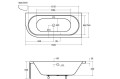 Badewanne Eckbadewanne Avita 175x75 cm rechts + ABLAGE BADEWANNENBRETT BAMBUS