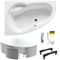 Badewanne Eckbadewanne 150x95 cm links Newa Acrylwanne + Ablauf Viega (id: 1877)