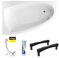 Badewanne Eckbadewanne 160x95 cm links Aquaria Acrylwanne + Ablauf Viega (id: 1879)