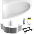 Badewanne Eckbadewanne 160x95 cm links Aquaria Acrylwanne + Ablauf Viega (id: 1879)