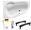 Badewanne Eckbadewanne 160x95 cm links Newa Acrylwanne + Ablauf Viega (id: 1880)
