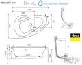 Badewanne Eckbadewanne 160x95 cm links Newa Acrylwanne + Ablauf Viega (id: 1880)