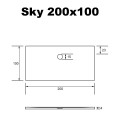 flache Duschwanne 200 x 100 x 4 cm Duschtasse Sky Brausewanne + Siphon (id: 1883)