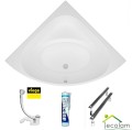 Badewanne Eckwanne Dina 140 x 140 cm mit Isolierung Thermobadewanne Acrylwanne+ Siphon Viega (id: 1901) ohne Verkleidung