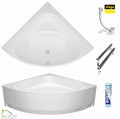 Badewanne Eckwanne Dina 140 x 140 cm mit Isolierung Thermobadewanne Acrylwanne+ Siphon Viega (id: 1901) Acrylschürze