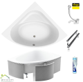 Badewanne Eckwanne Dina 140 x 140 cm mit Isolierung Thermobadewanne Acrylwanne+ Siphon Viega (id: 1901) Styroporverkleidung